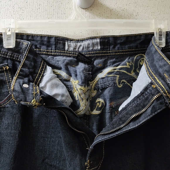 Vintage Clench Jeans Kanji Dragon Embroidery 42x32" Baggy Affliction Style 90s - Picture 16 of 16